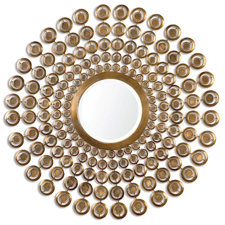 Orbetello Antiqued Gold Round Mirror